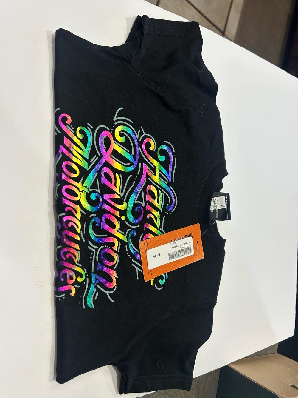 Harley-Davidson Black Tee with Rainbow Script Graphic